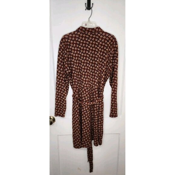 NWT Size XL Untuckit For Her Romy Brown Patterned Jersey Knit Shirt Dress Belted - Picture 2 of 8